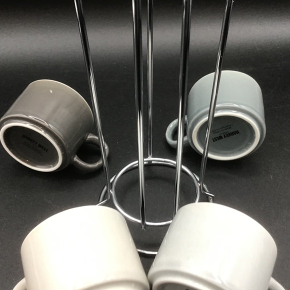 Harvey West Stacking Assorted Ceramic Espresso Cups With Stand Set of 4 - Picture 5 of 9